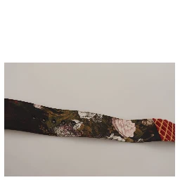 Multicolor Wide Leather Floral Gold Metal Buckle Belt