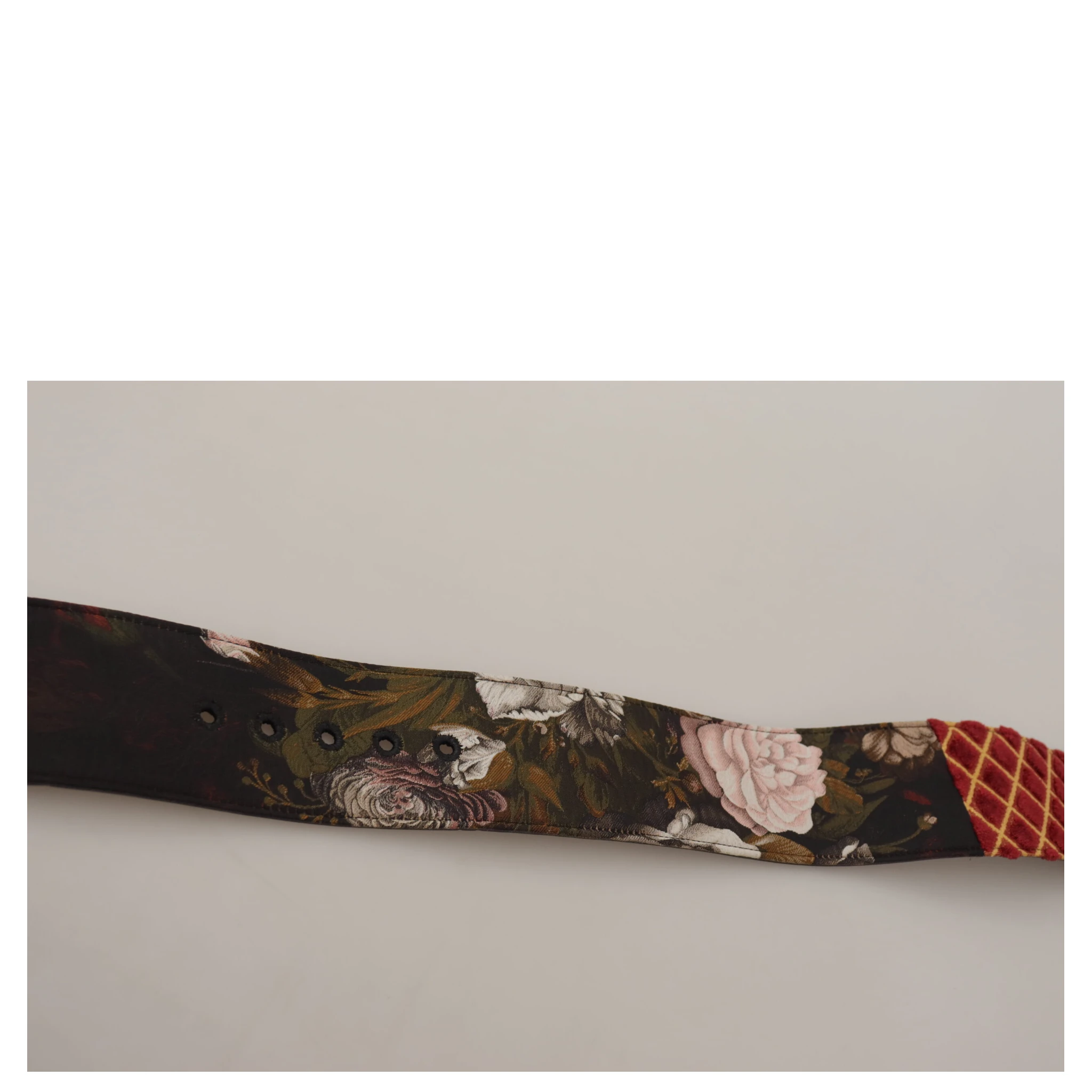 Multicolor Wide Leather Floral Gold Metal Buckle Belt