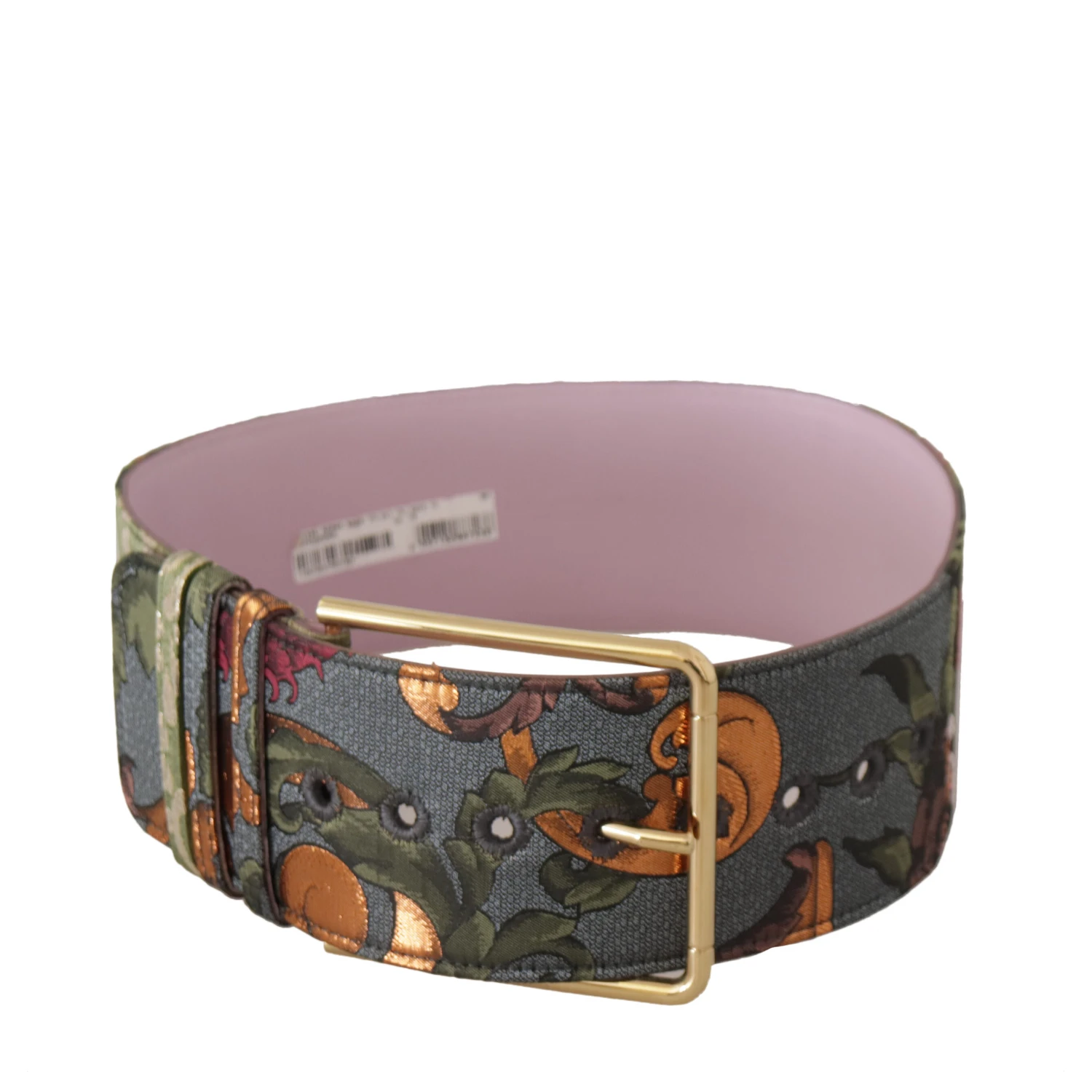 Multicolor Leather Embroidered Gold Metal Buckle Belt