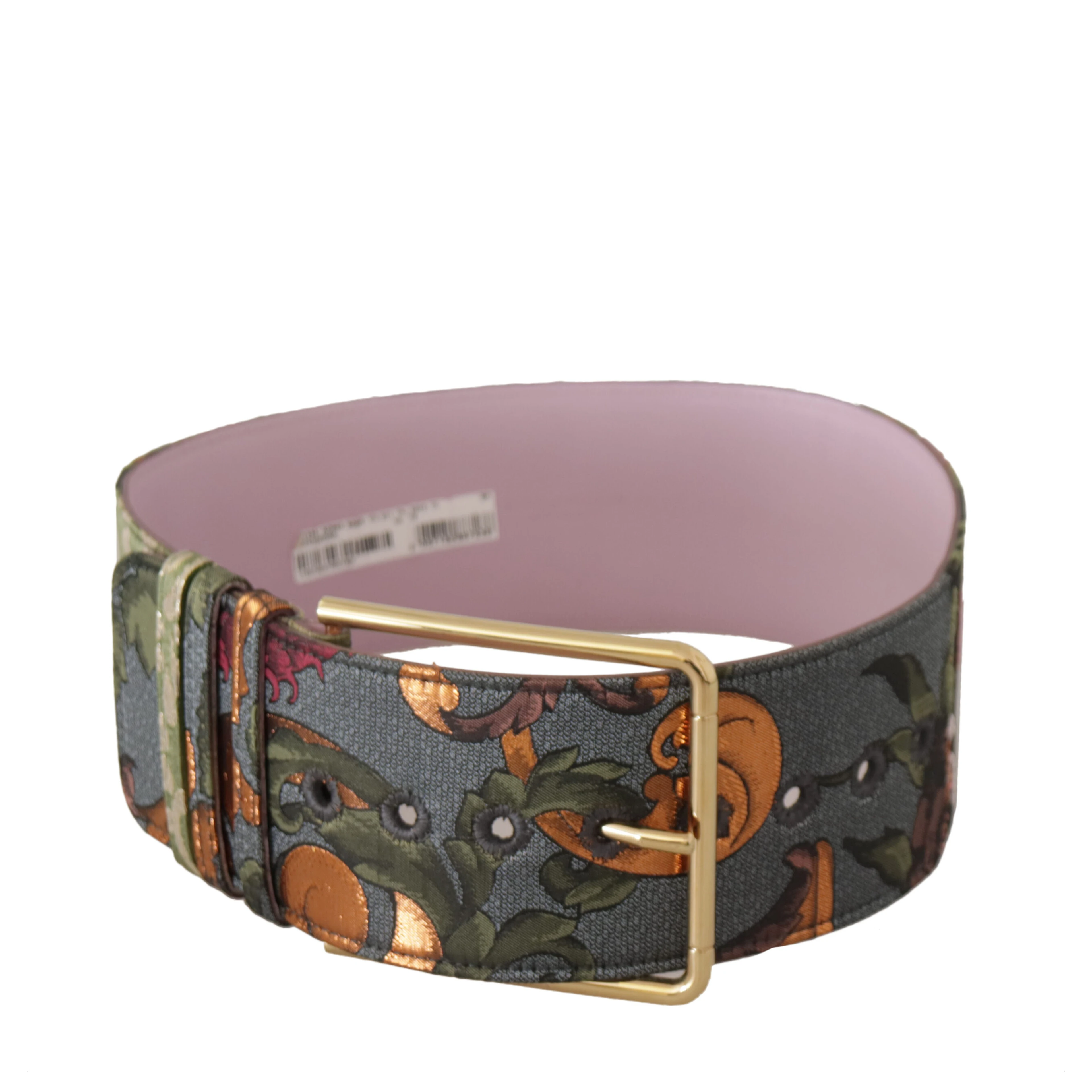 Multicolor Leather Embroidered Gold Metal Buckle Belt