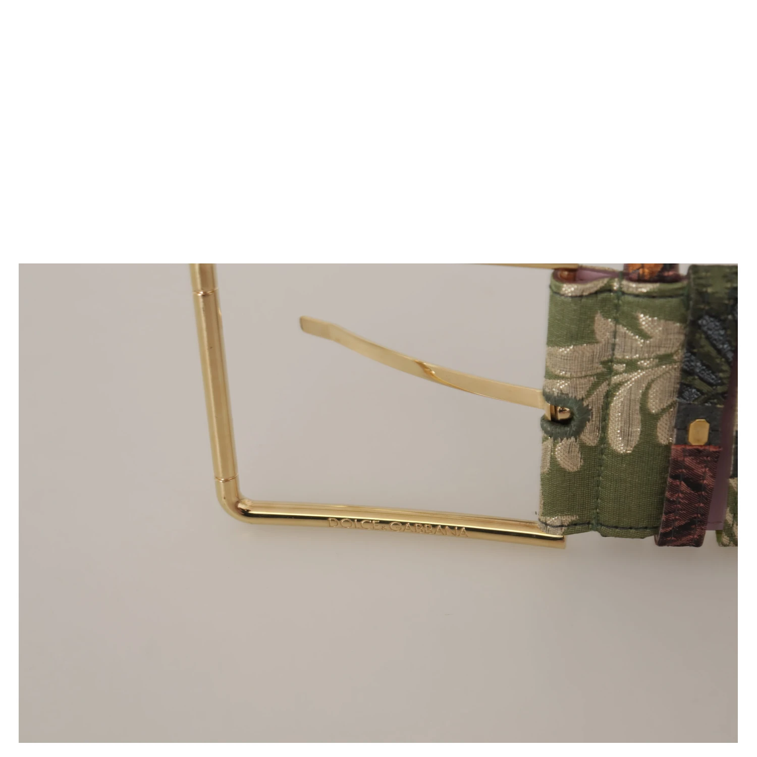 Multicolor Leather Embroidered Gold Metal Buckle Belt