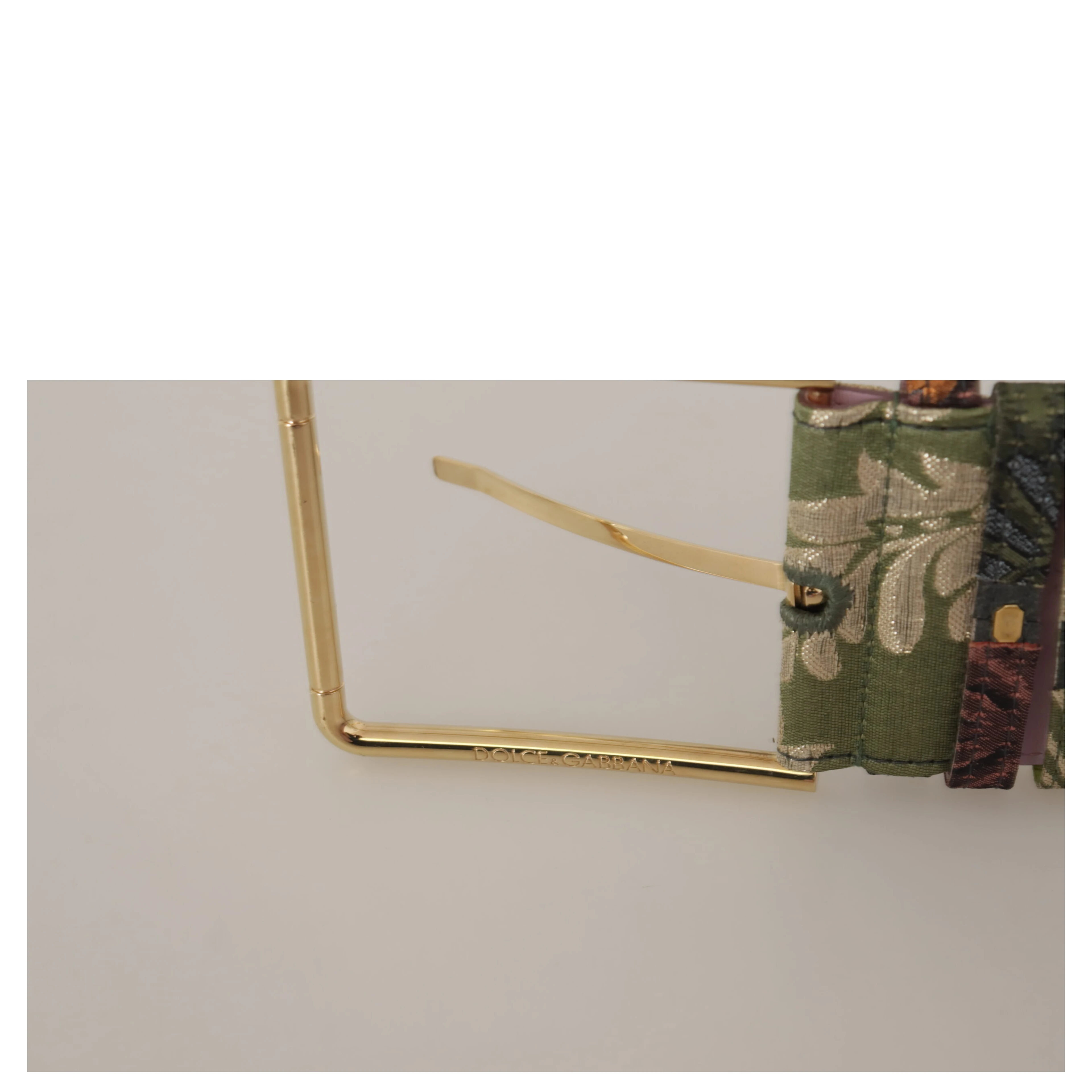Multicolor Leather Embroidered Gold Metal Buckle Belt