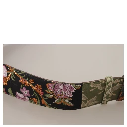 Multicolor Leather Embroidered Gold Metal Buckle Belt