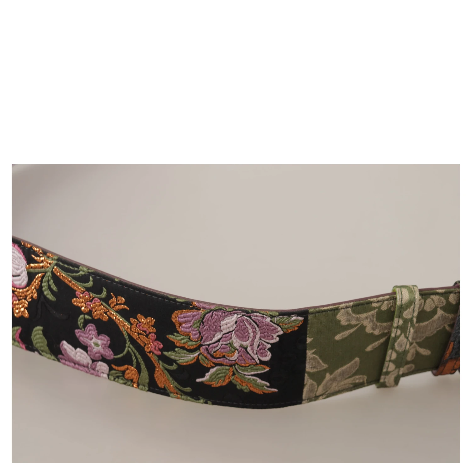 Multicolor Leather Embroidered Gold Metal Buckle Belt