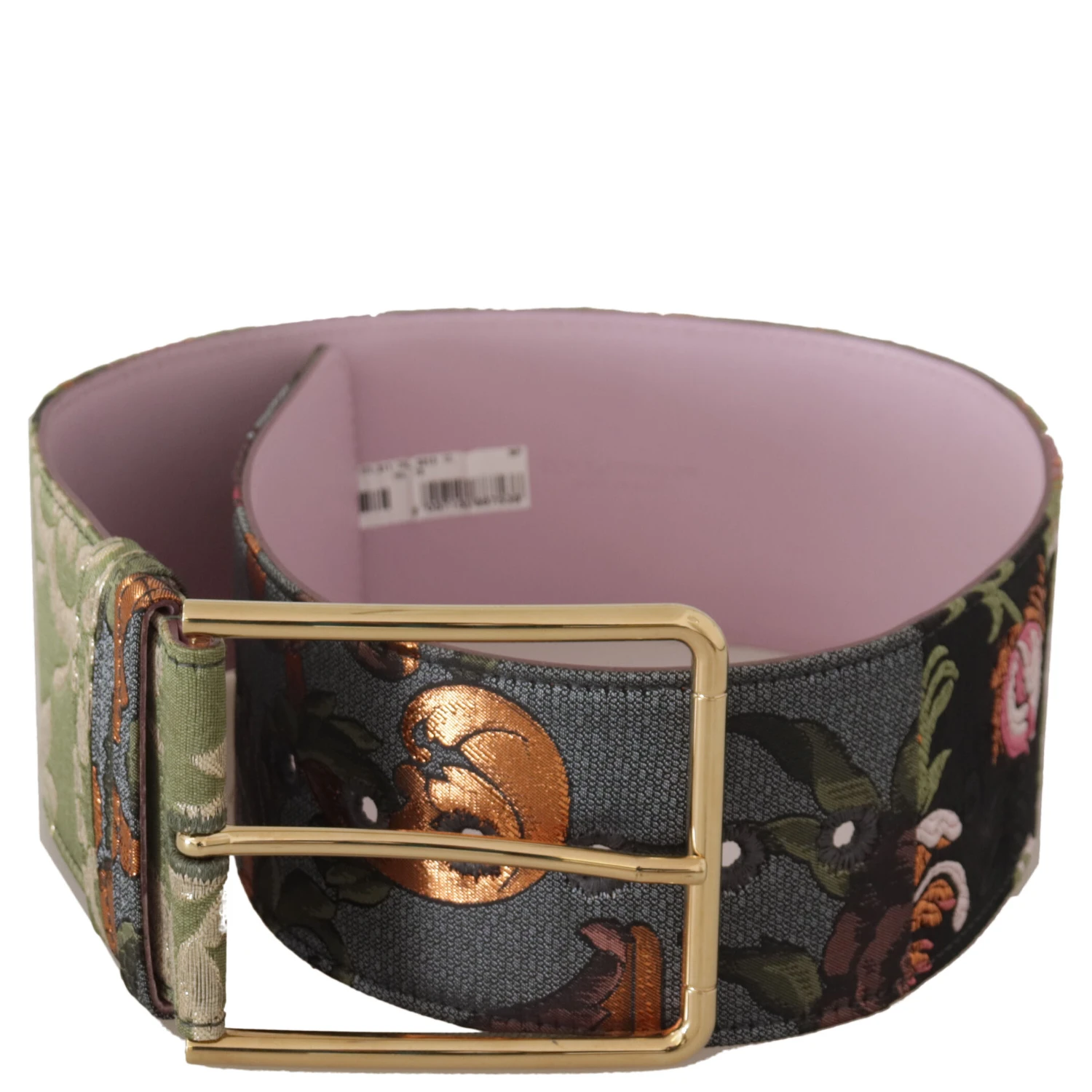 Multicolor Leather Embroidered Gold Metal Buckle Belt
