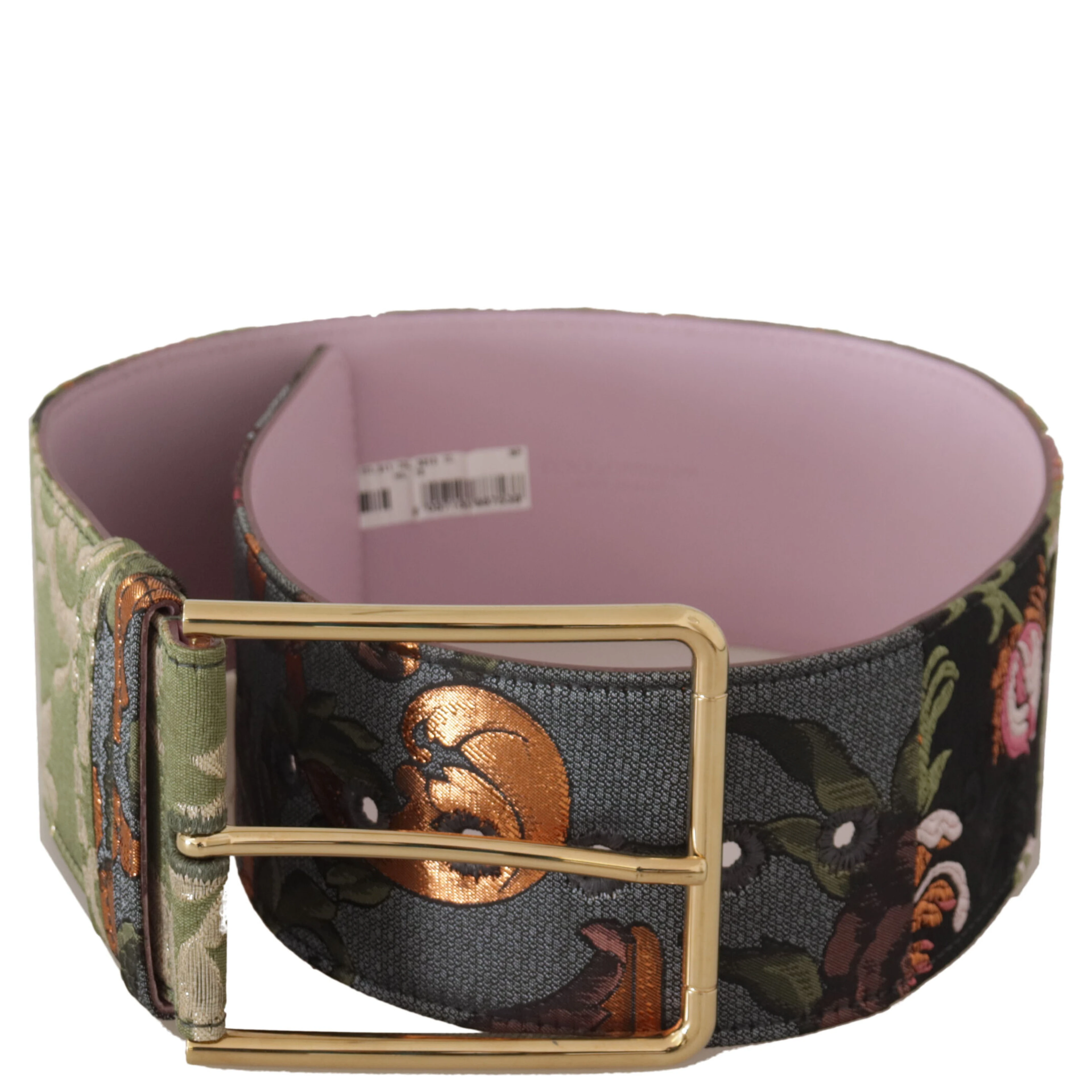 Multicolor Leather Embroidered Gold Metal Buckle Belt