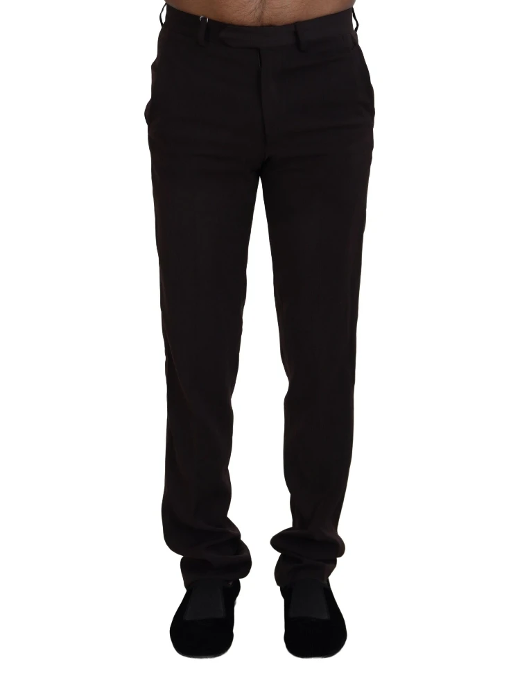 Brown Straight Fit Formal Men Pants