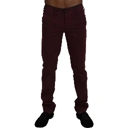Maroon Cotton Stretch Skinny Casual Men Pants