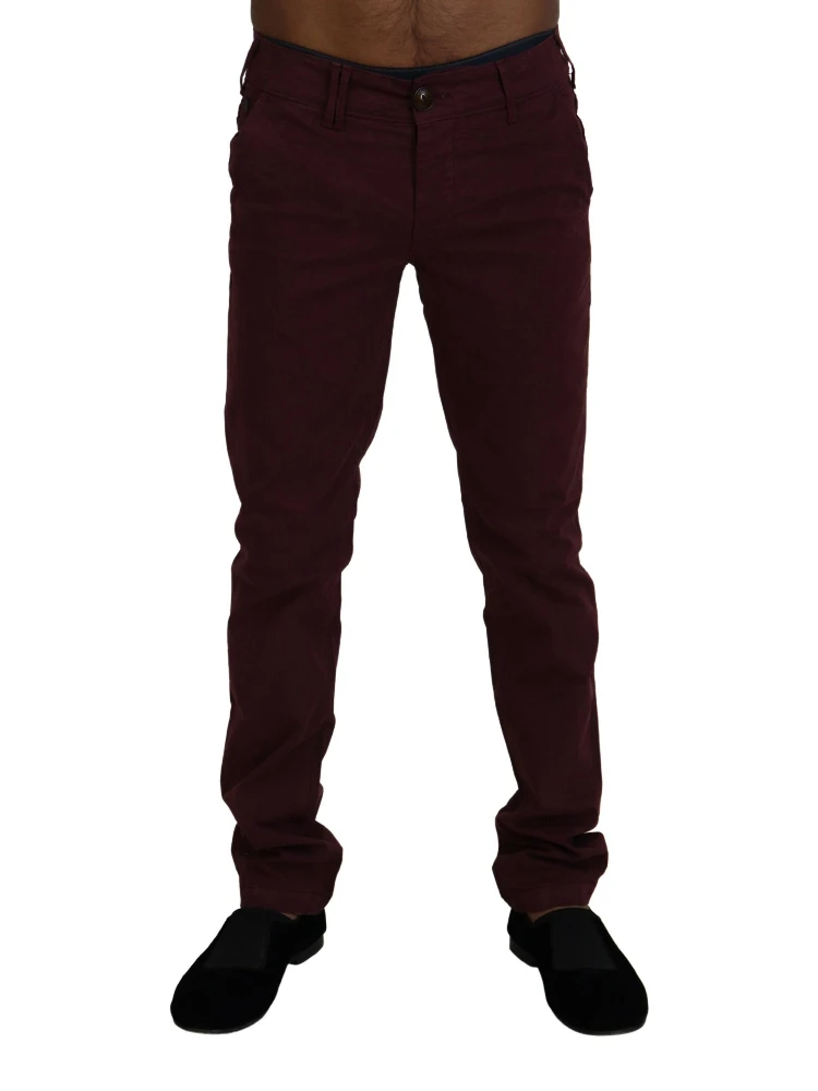 Maroon Cotton Stretch Skinny Casual Men Pants