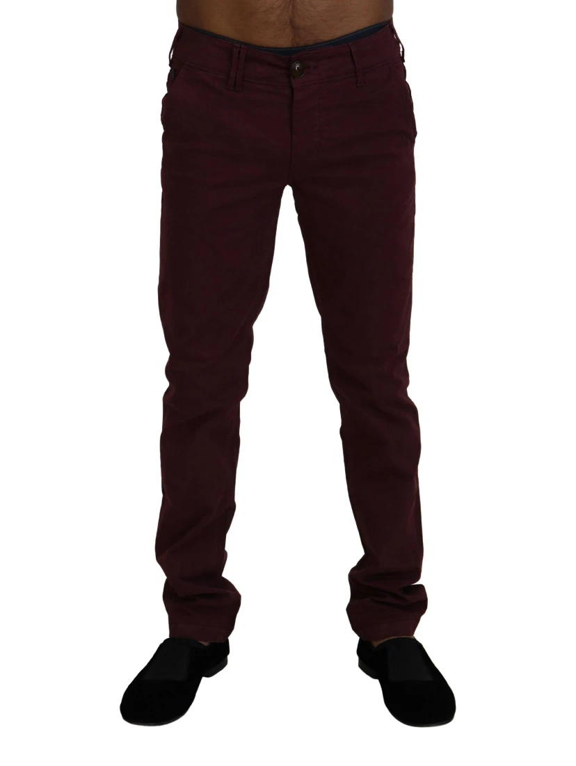 Maroon Cotton Stretch Skinny Casual Men Pants
