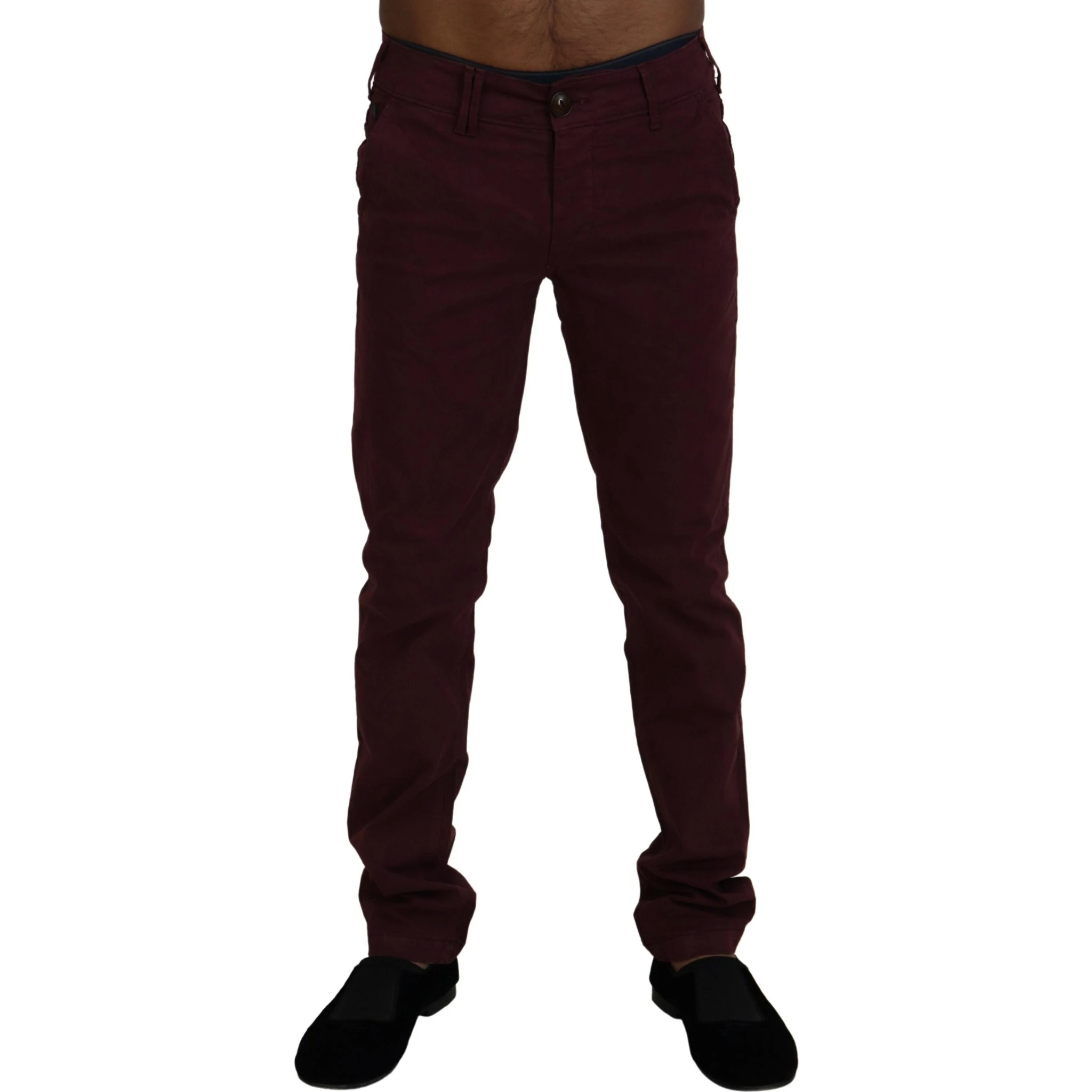 Maroon Cotton Stretch Skinny Casual Men Pants