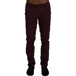 Maroon Cotton Stretch Skinny Casual Men Pants