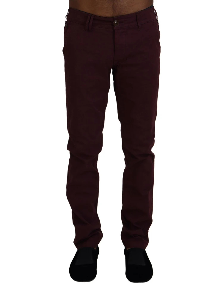 Maroon Cotton Stretch Skinny Casual Men Pants alternative