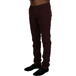 Maroon Cotton Stretch Skinny Casual Men Pants