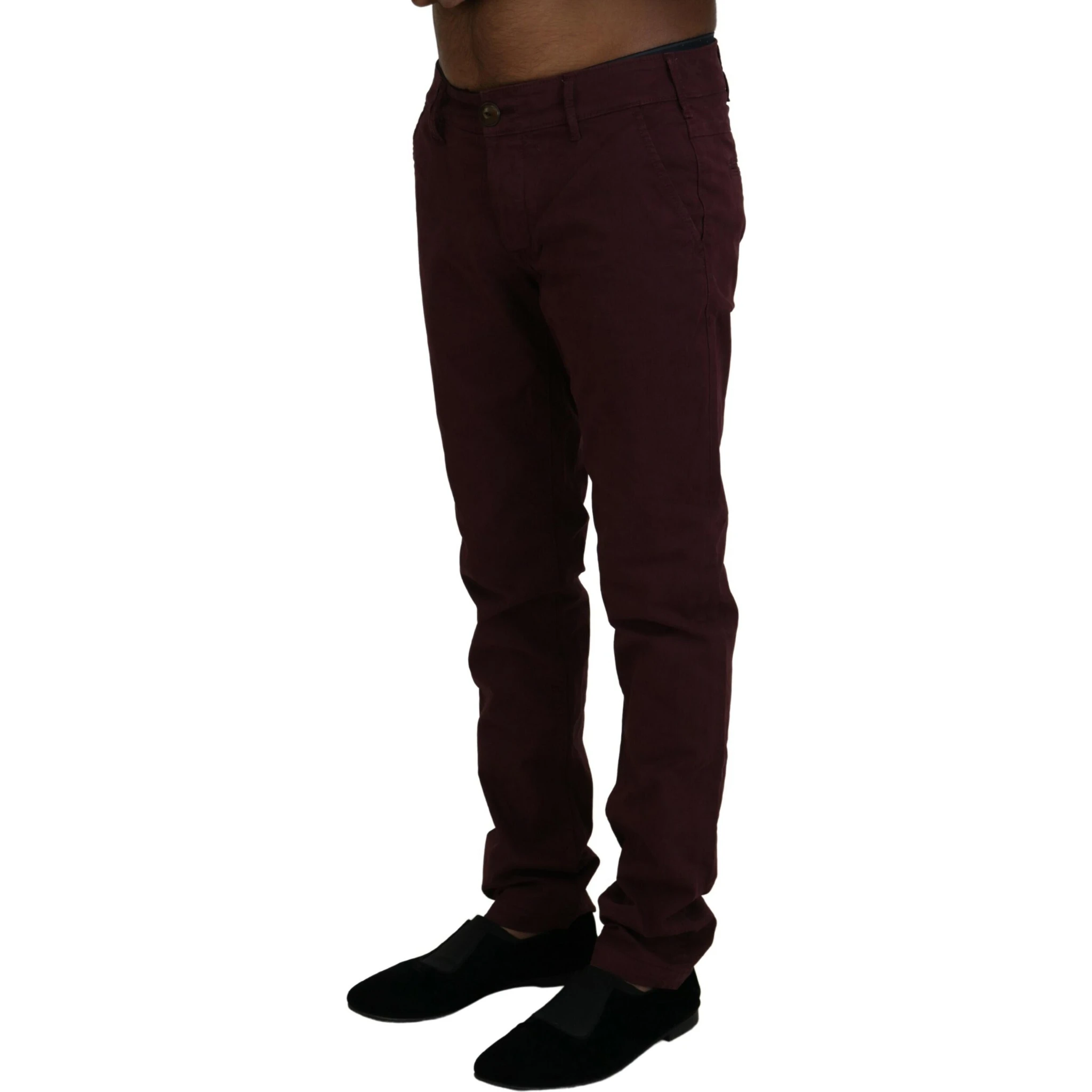 Maroon Cotton Stretch Skinny Casual Men Pants