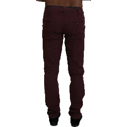 Maroon Cotton Stretch Skinny Casual Men Pants