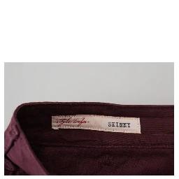 Maroon Cotton Stretch Skinny Casual Men Pants