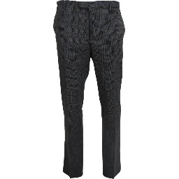 Gray Checkered Wool Dress Formal Pants