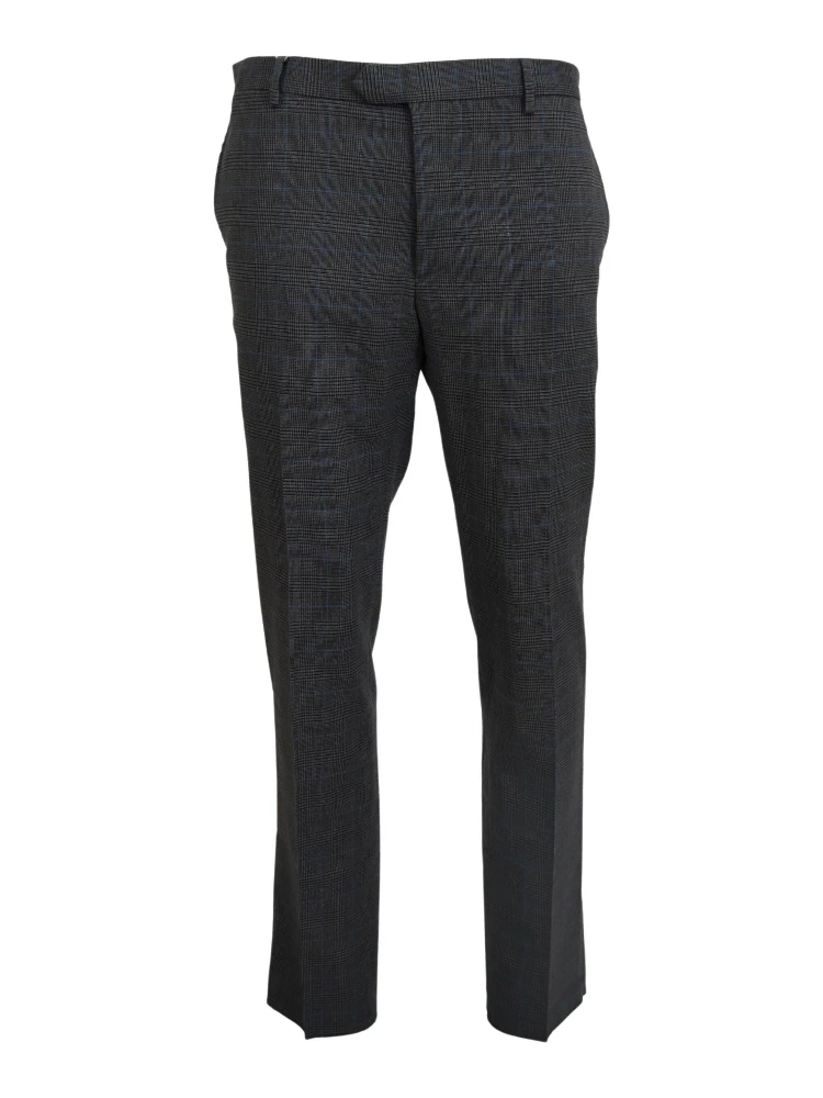 Gray Checkered Wool Dress Formal Pants
