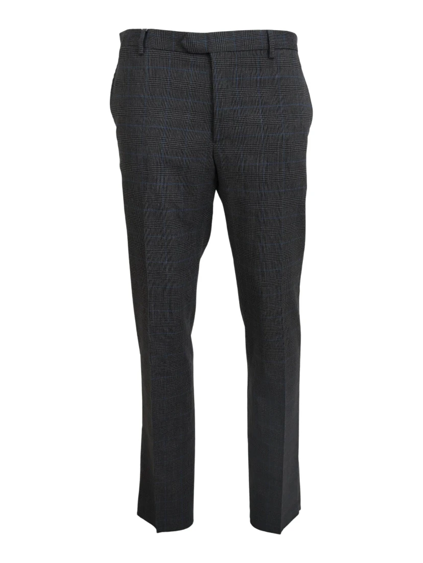 Gray Checkered Wool Dress Formal Pants