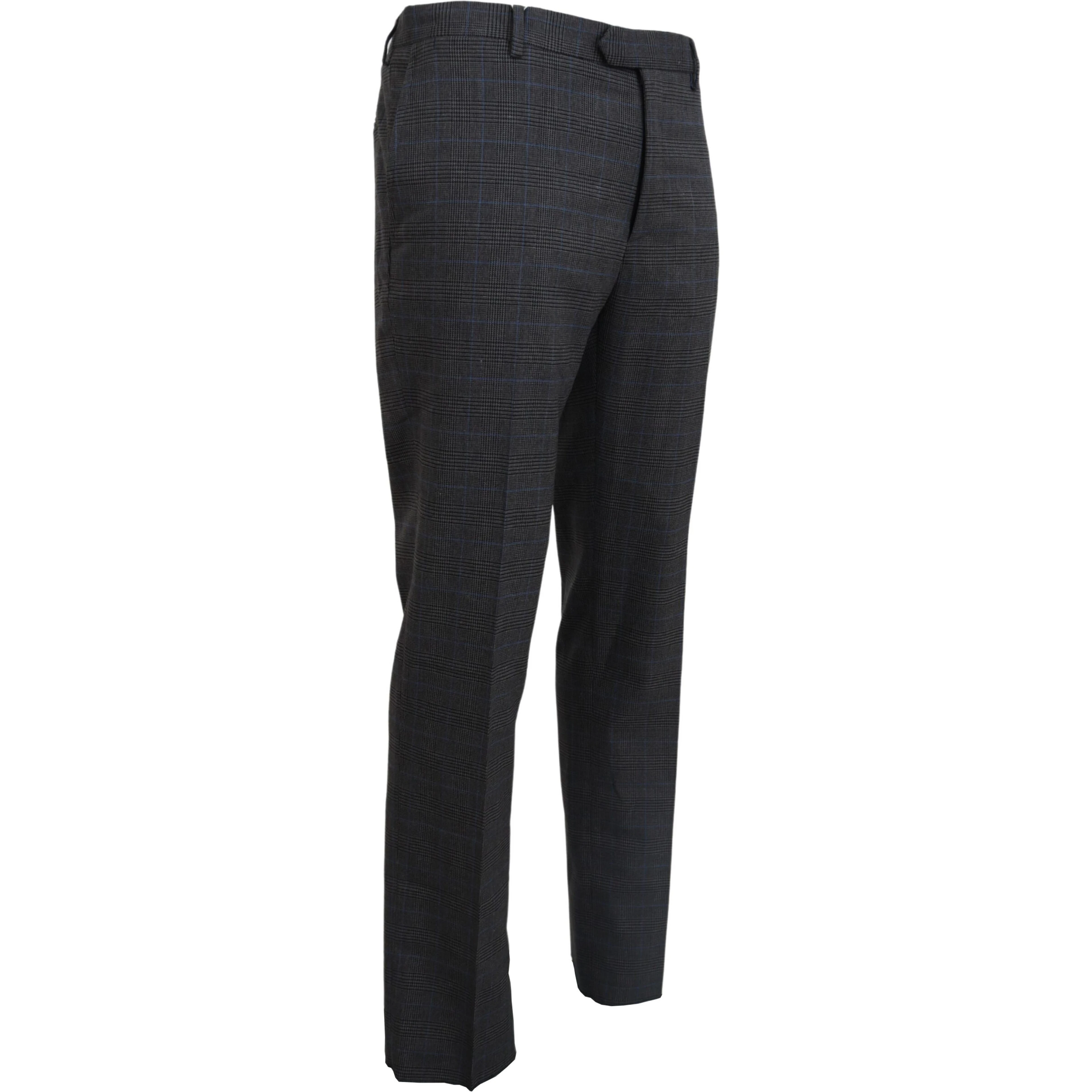 Gray Checkered Wool Dress Formal Pants