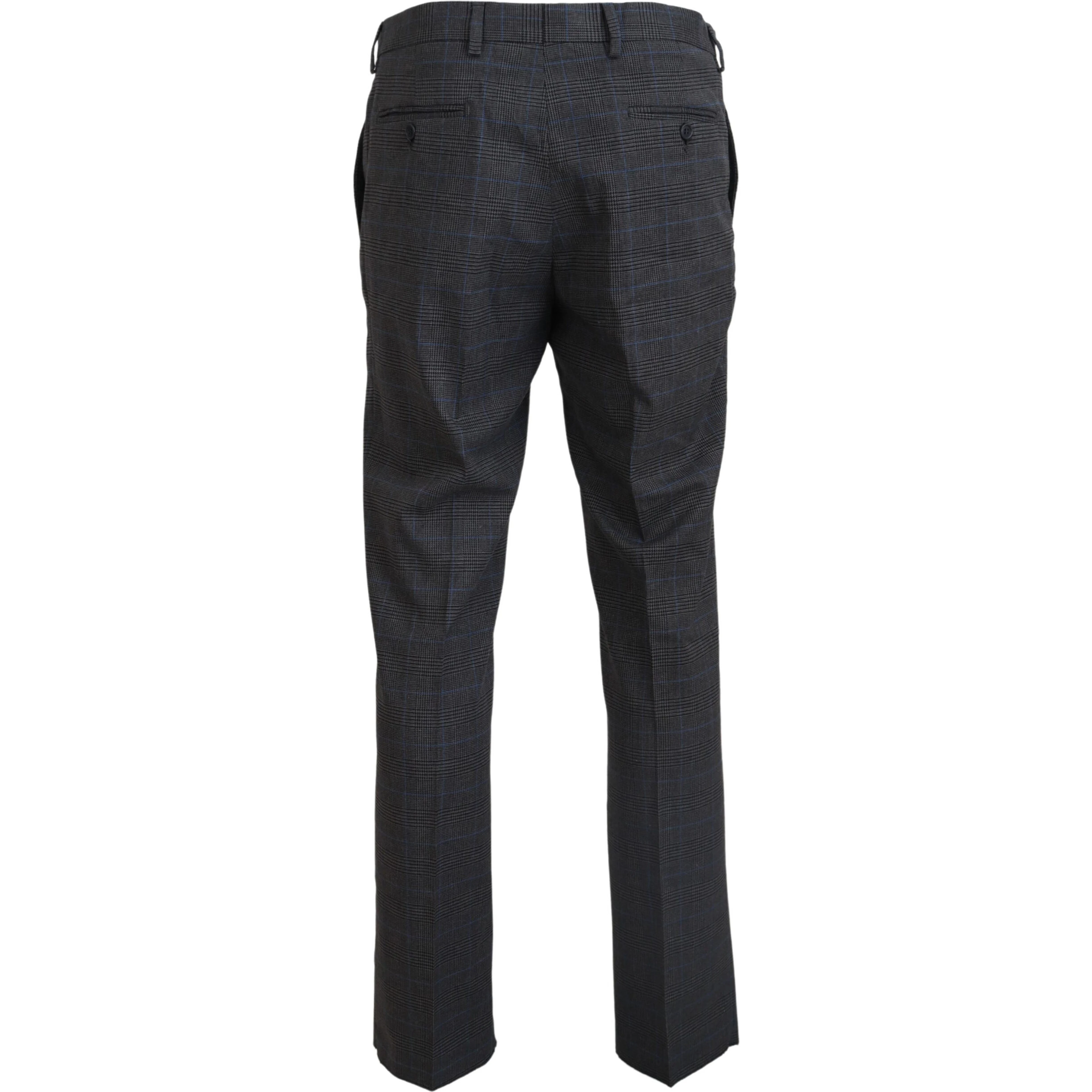 Gray Checkered Wool Dress Formal Pants