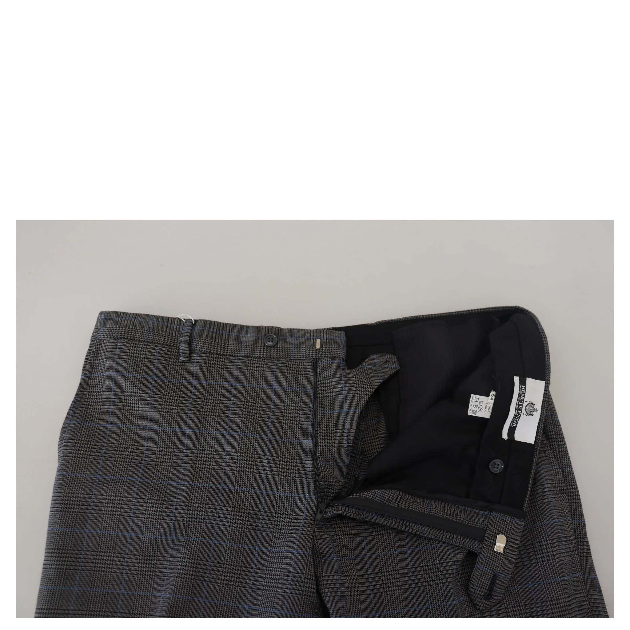 Gray Checkered Wool Dress Formal Pants