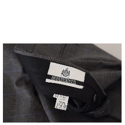 Gray Checkered Wool Dress Formal Pants