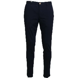 Dark Blue Cotton Skinny Men Pants