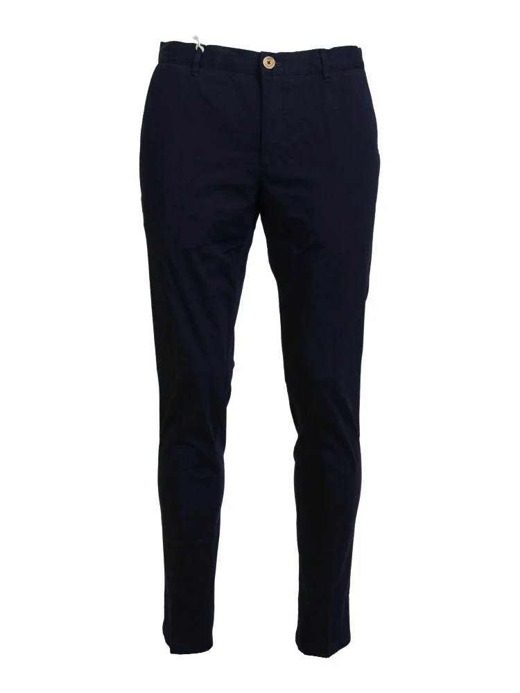 Dark Blue Cotton Skinny Men Pants