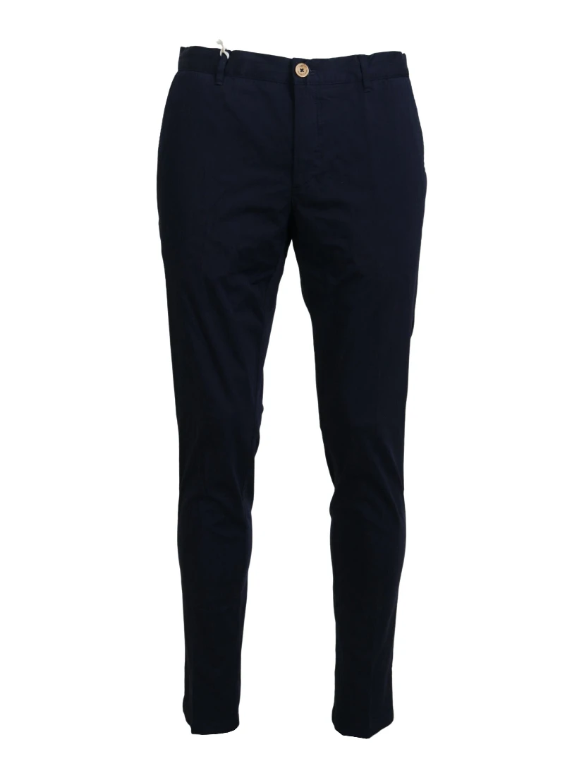 Dark Blue Cotton Skinny Men Pants