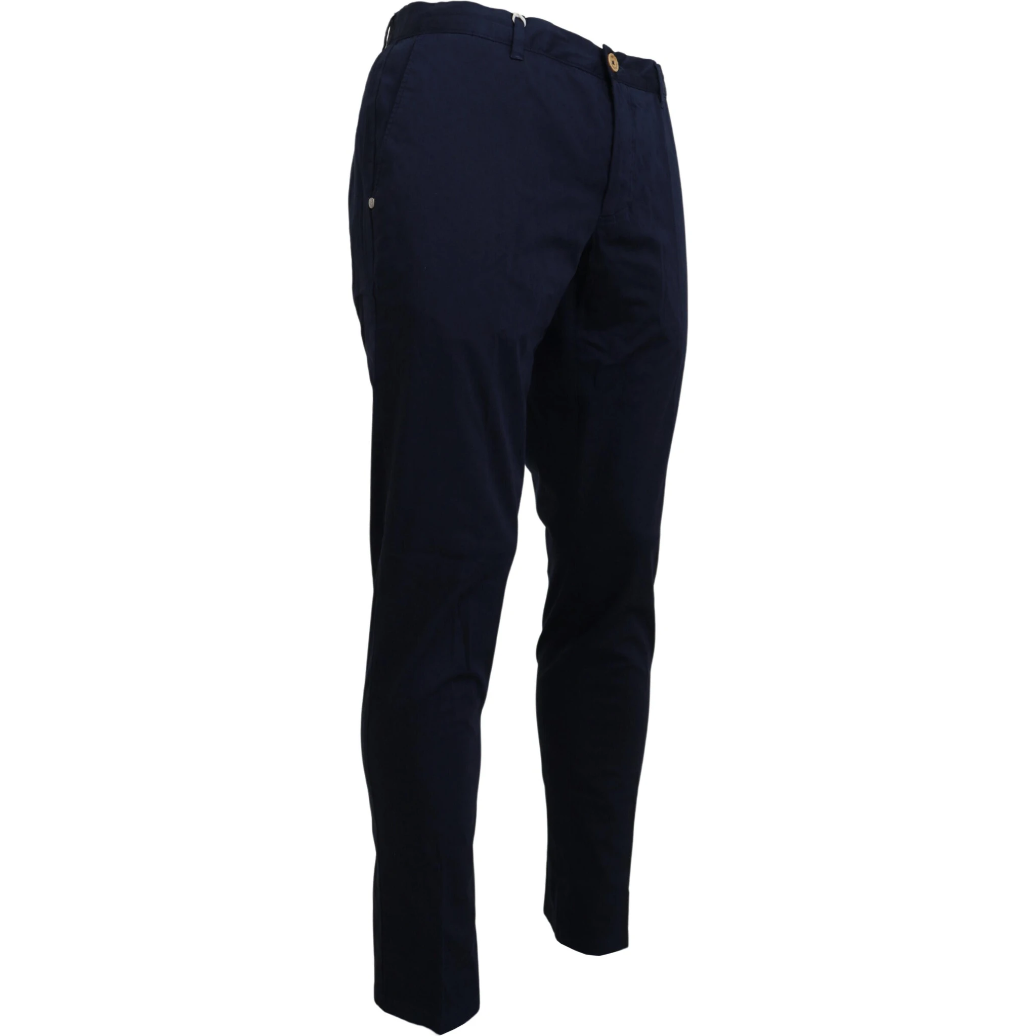 Dark Blue Cotton Skinny Men Pants