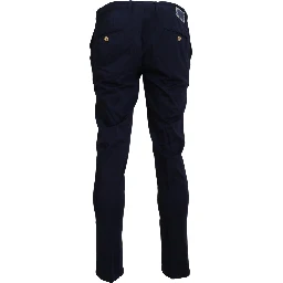Dark Blue Cotton Skinny Men Pants