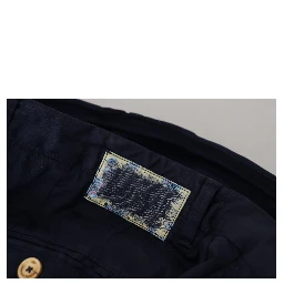 Dark Blue Cotton Skinny Men Pants