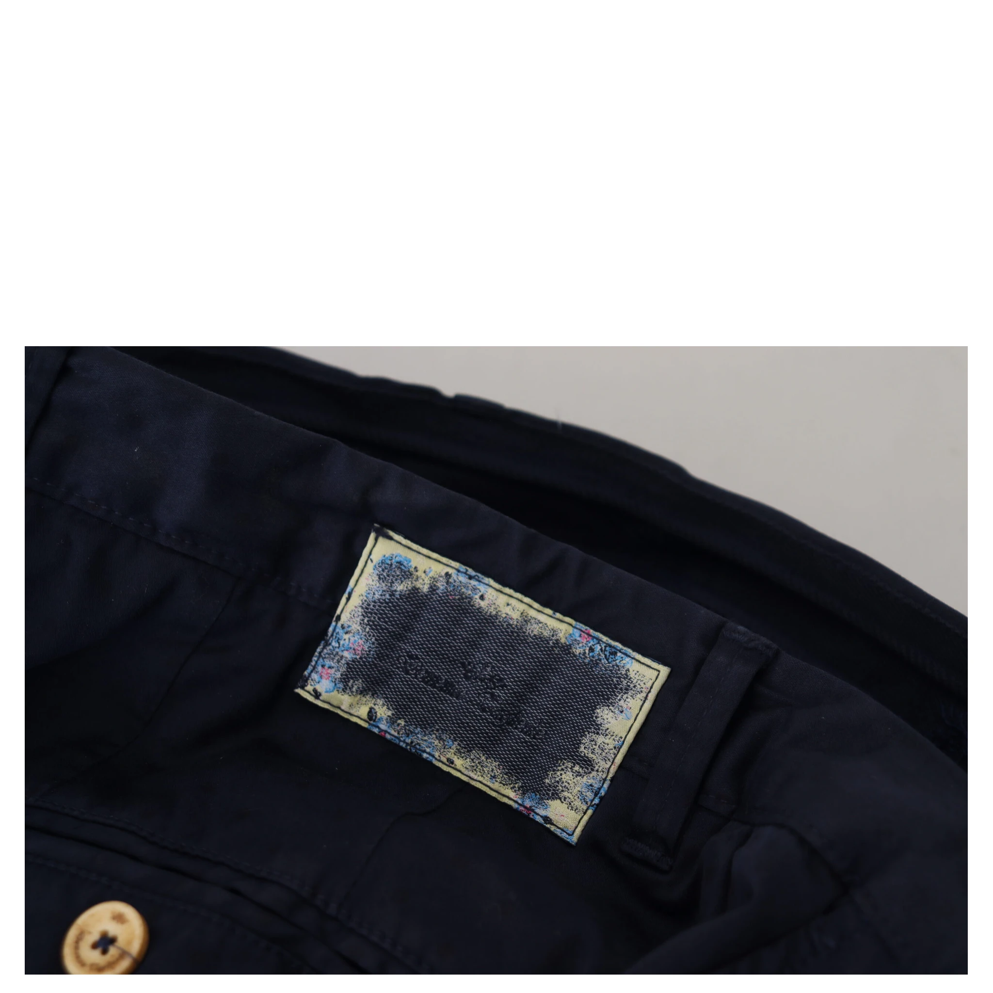 Dark Blue Cotton Skinny Men Pants