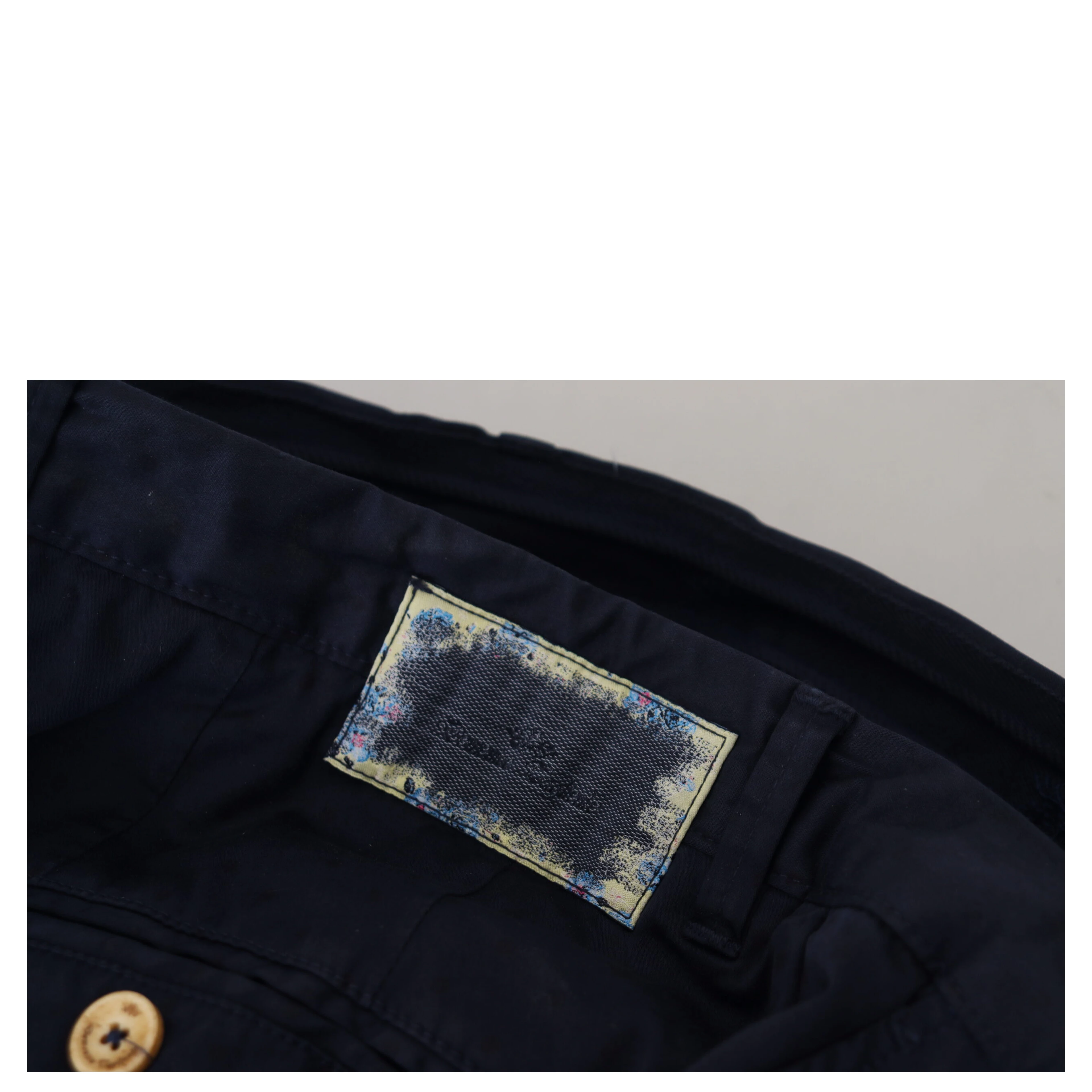 Dark Blue Cotton Skinny Men Pants