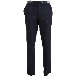 Black Polyester Tapered Dress Pants