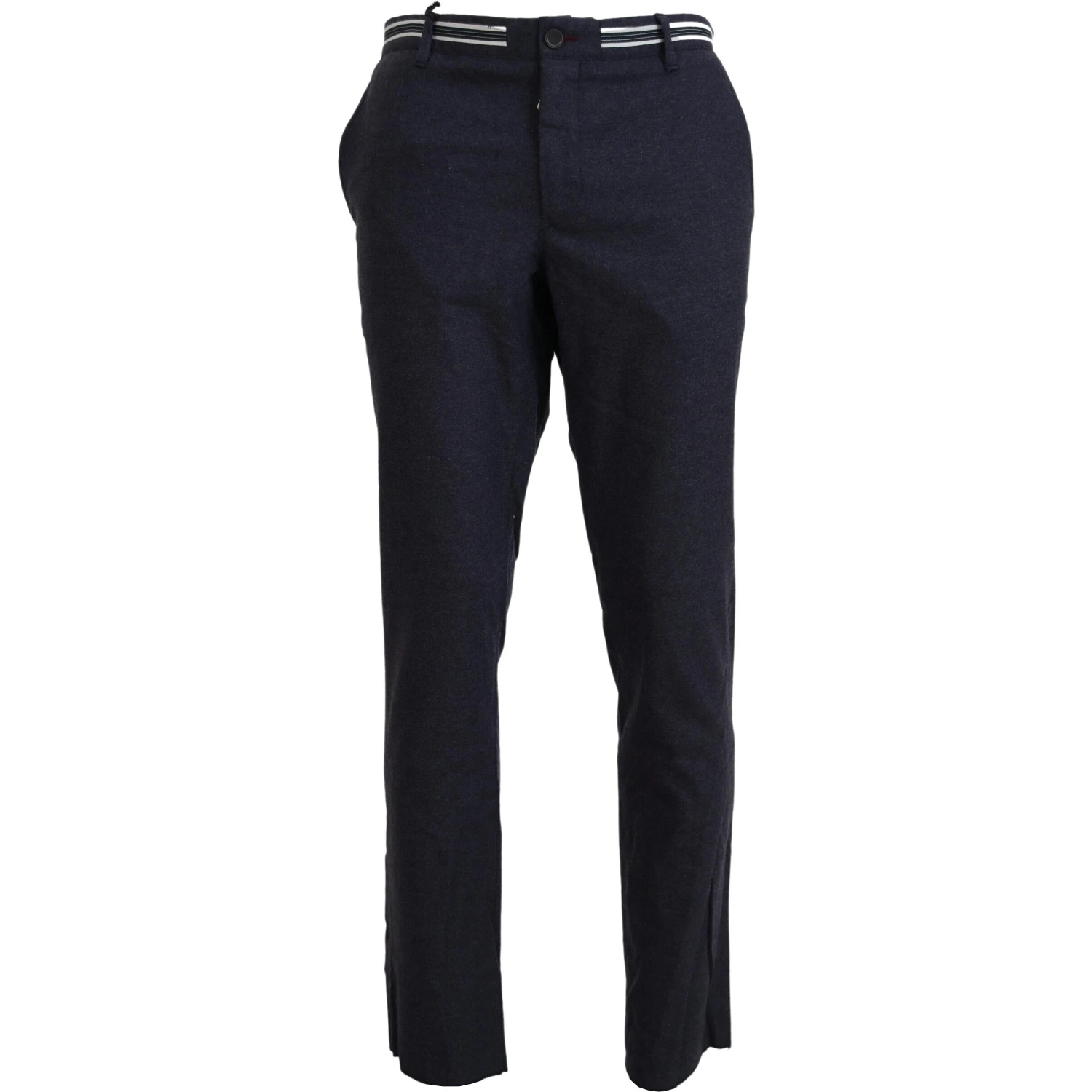 Black Polyester Tapered Dress Pants