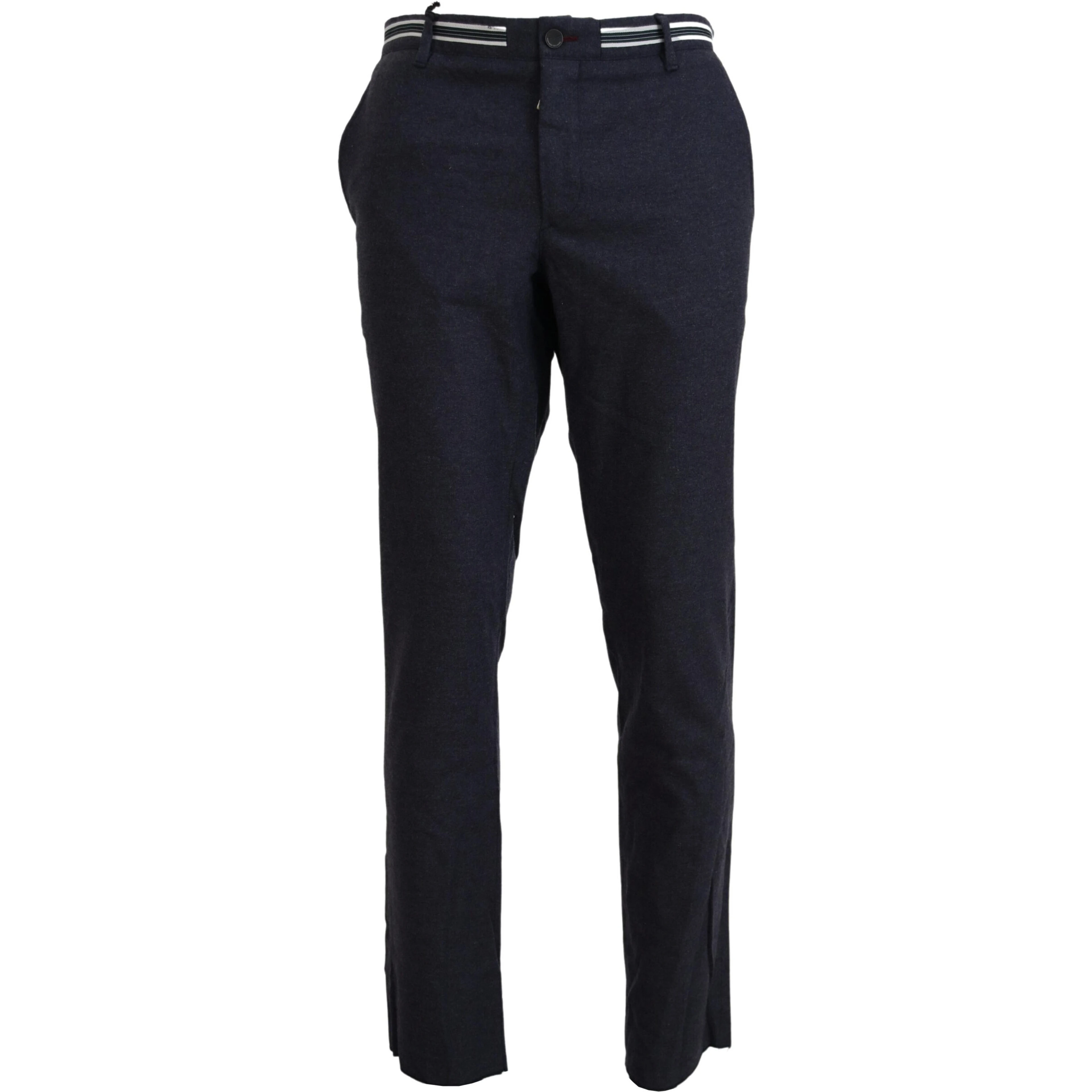 Black Polyester Tapered Dress Pants