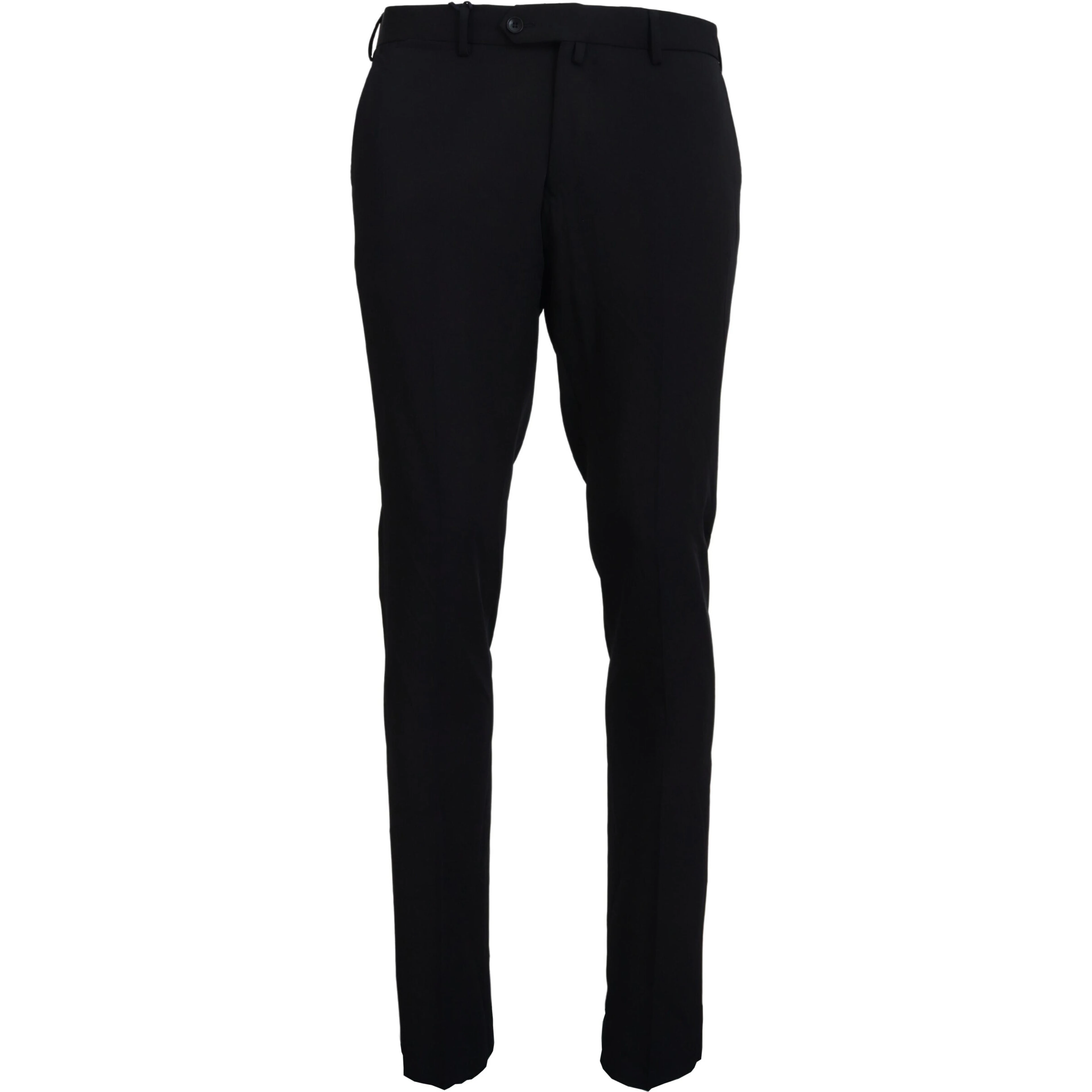 Black Polyester Tapered Dress Pants