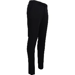 Black Polyester Tapered Dress Pants