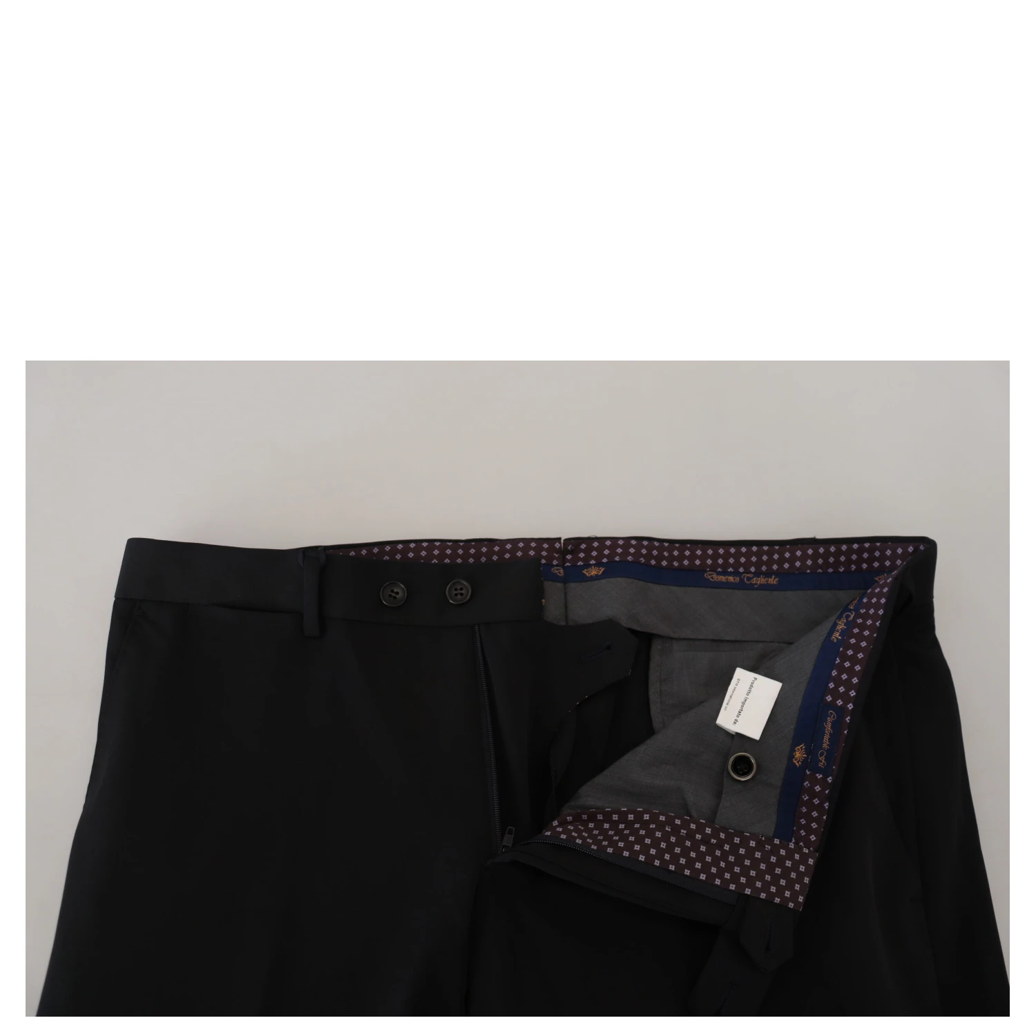 Black Polyester Tapered Dress Pants