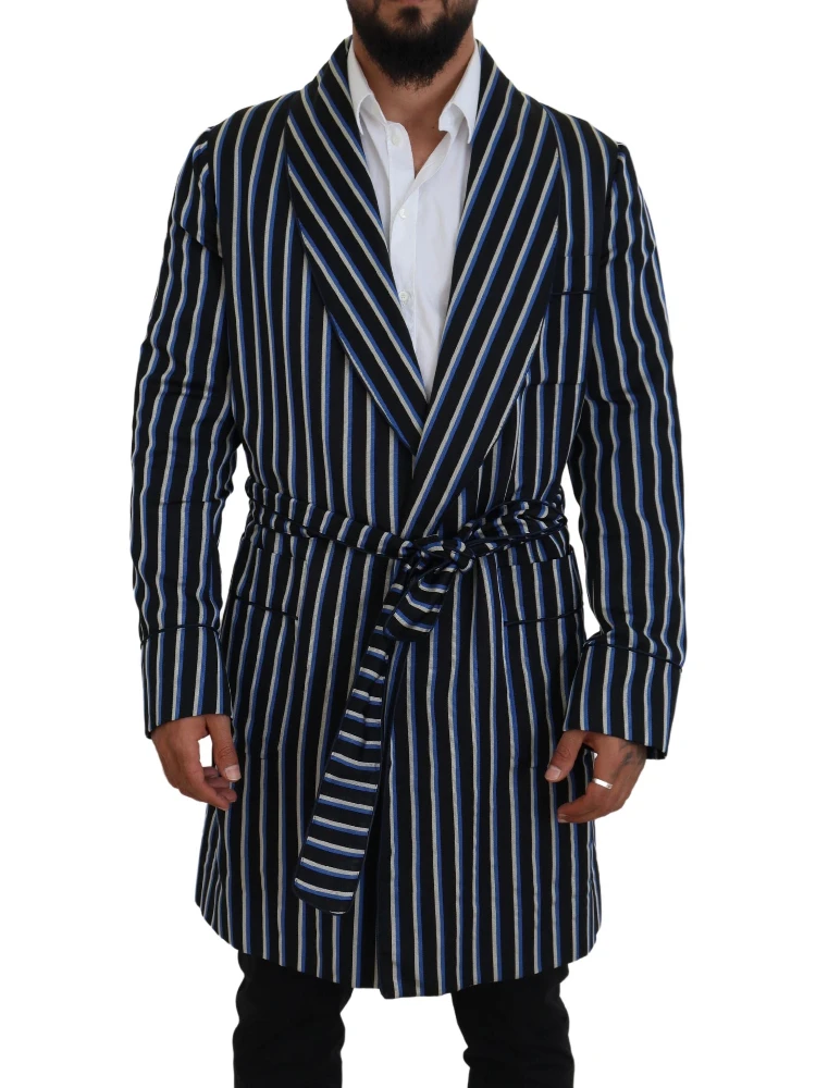 Black Blue Martini Printed Lining Robe