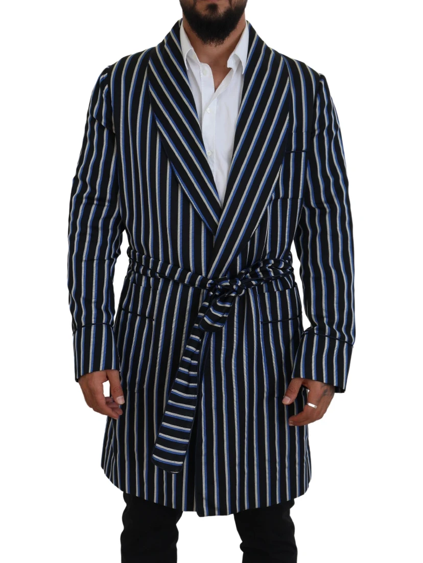 Black Blue Martini Printed Lining Robe