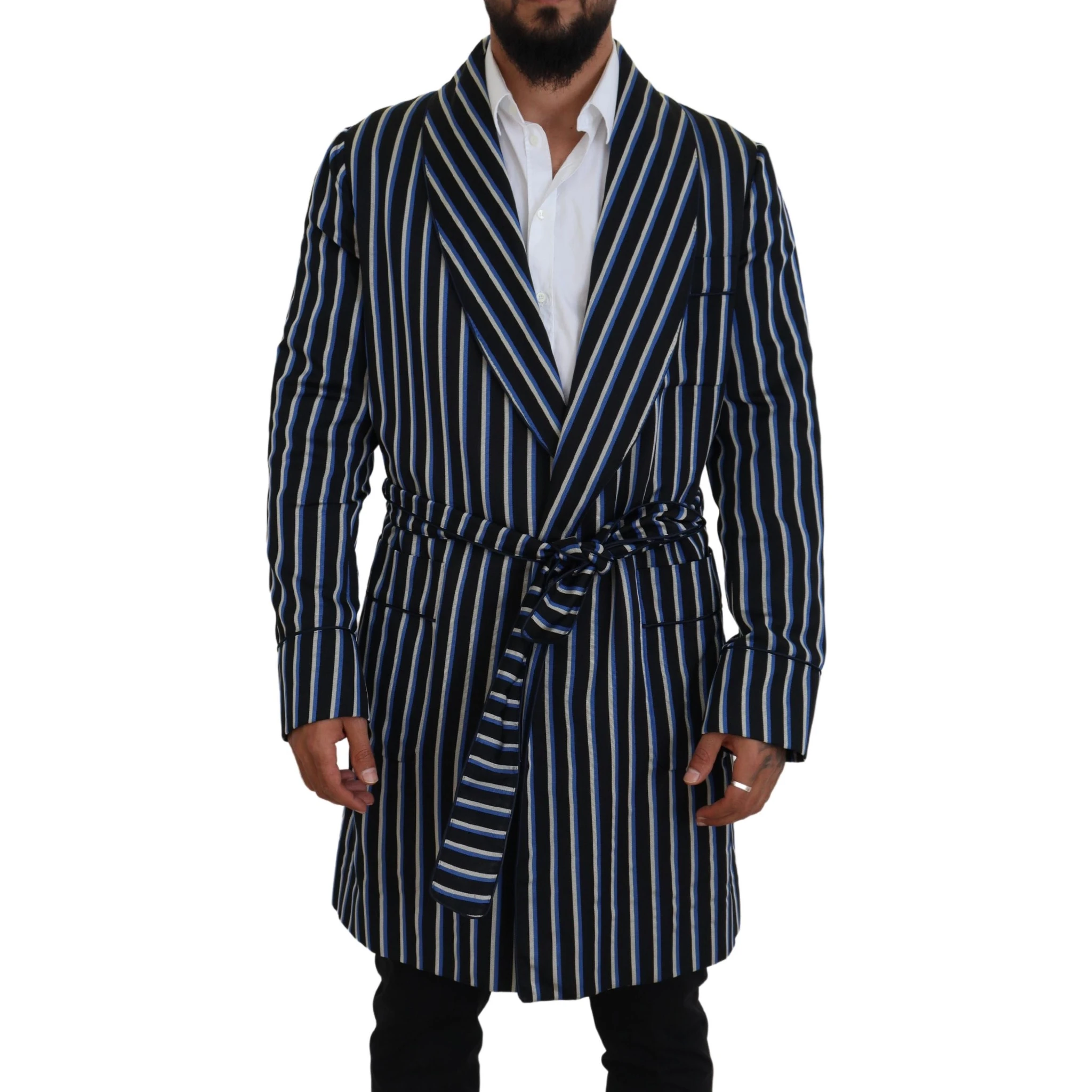 Black Blue Martini Printed Lining Robe