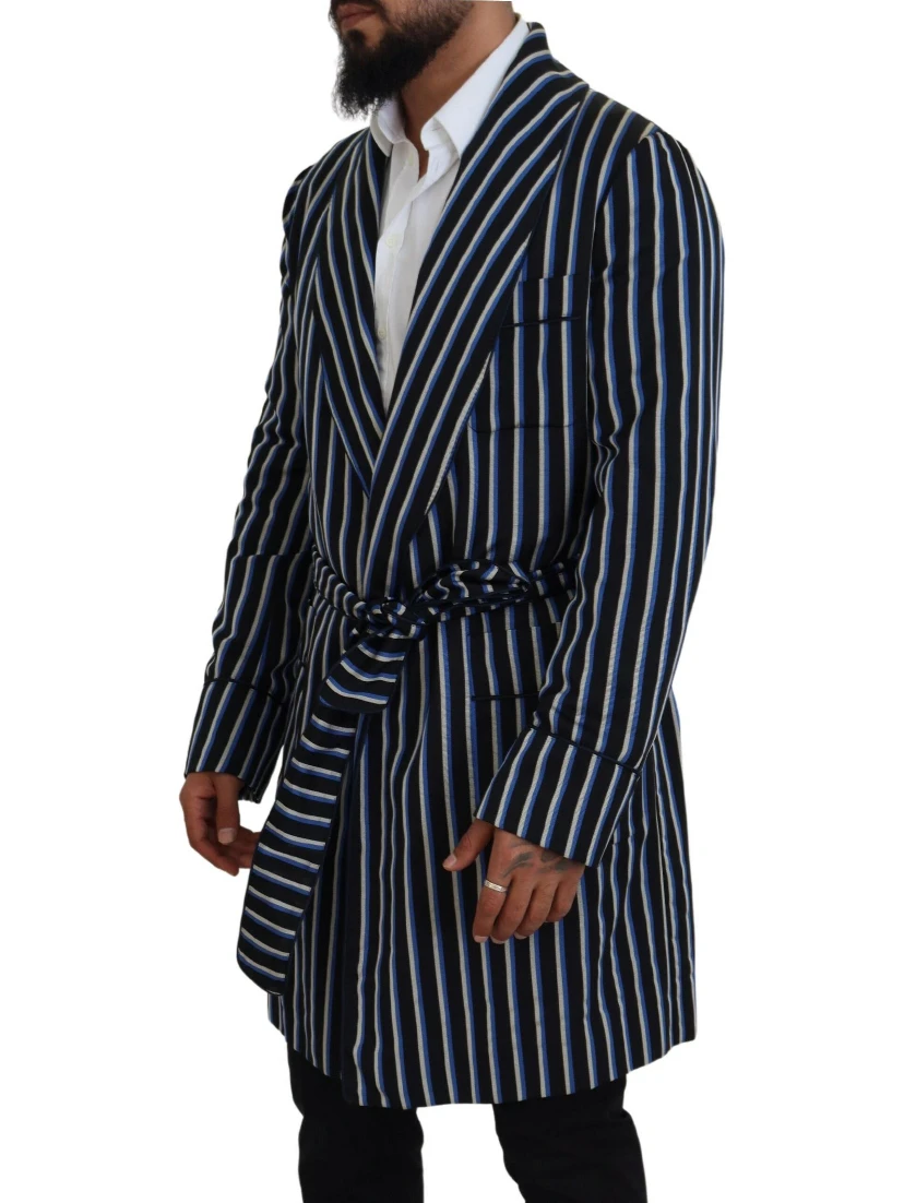 Black Blue Martini Printed Lining Robe