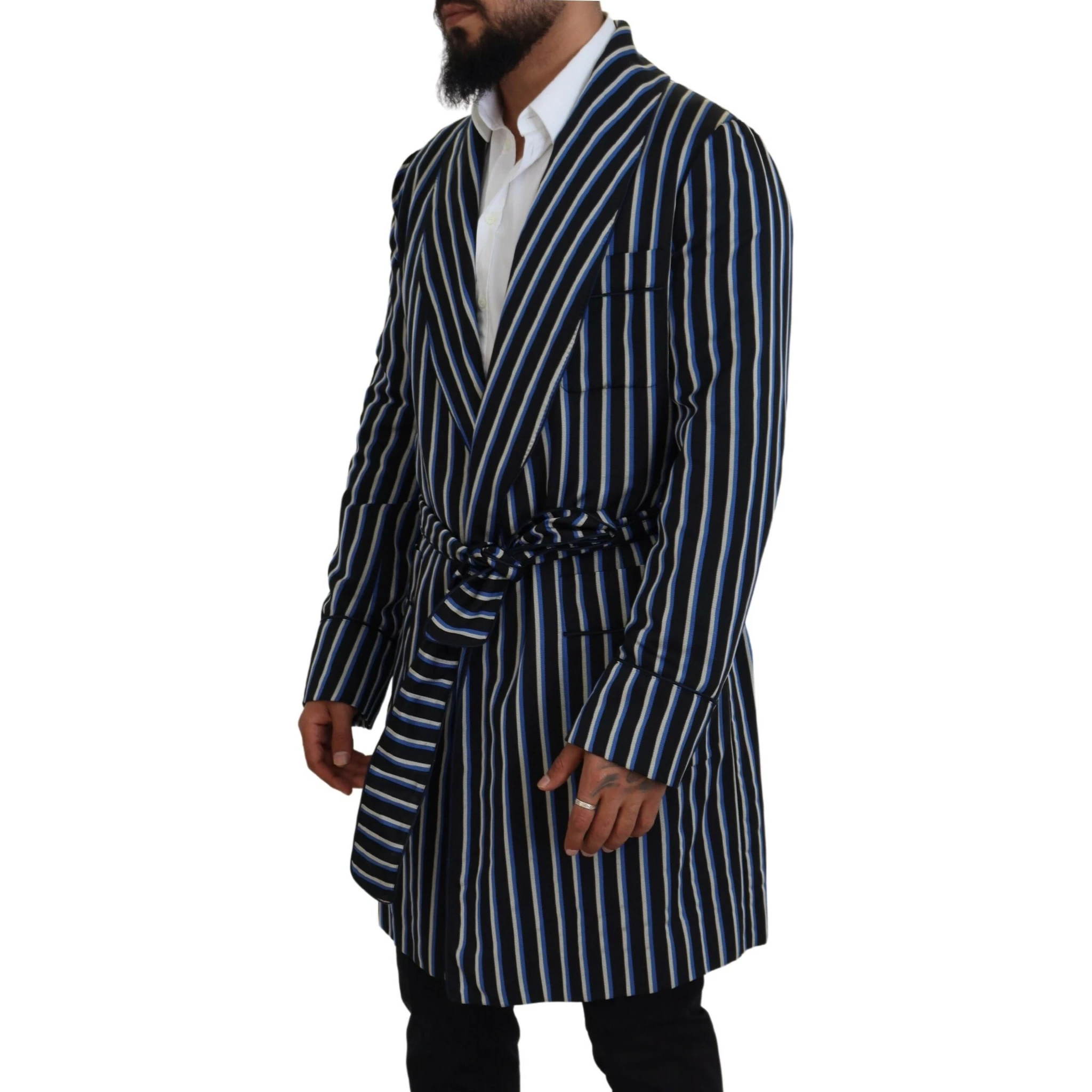 Black Blue Martini Printed Lining Robe