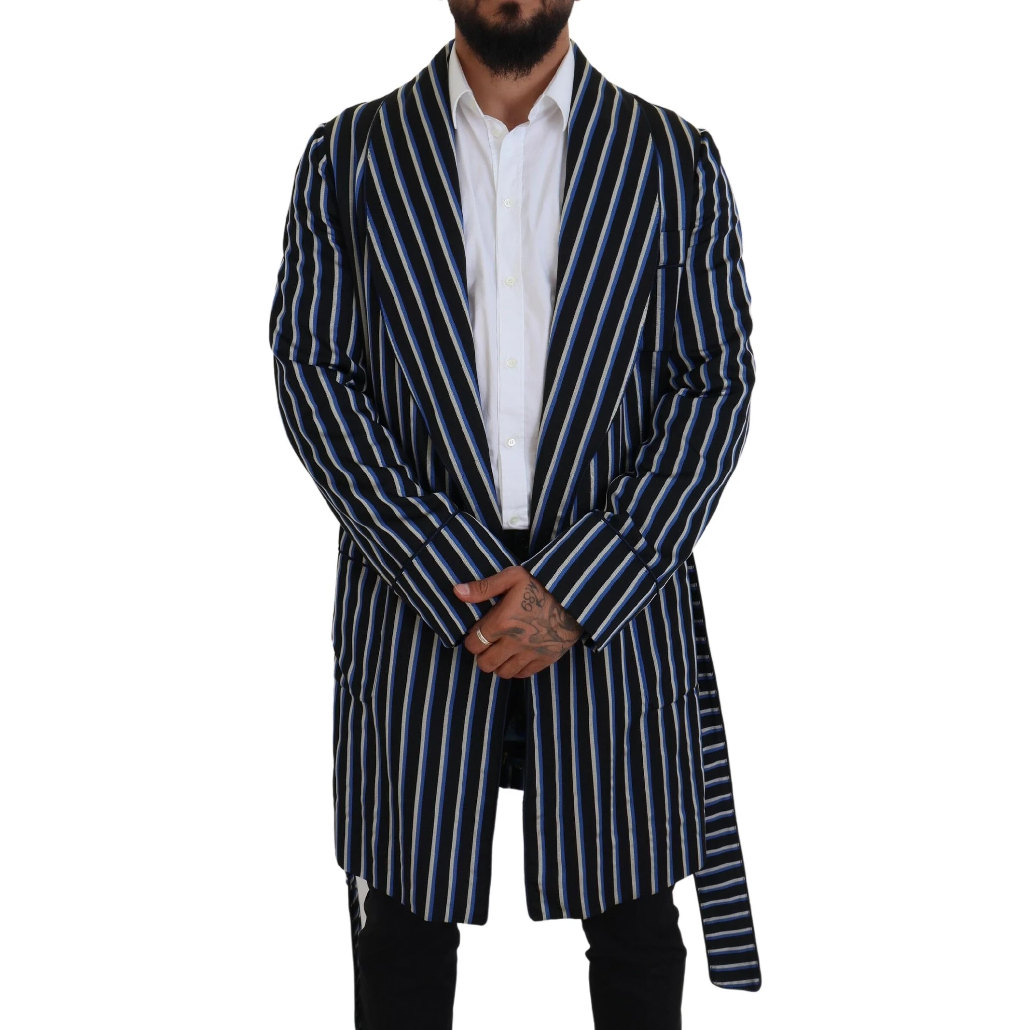 Black Blue Martini Printed Lining Robe