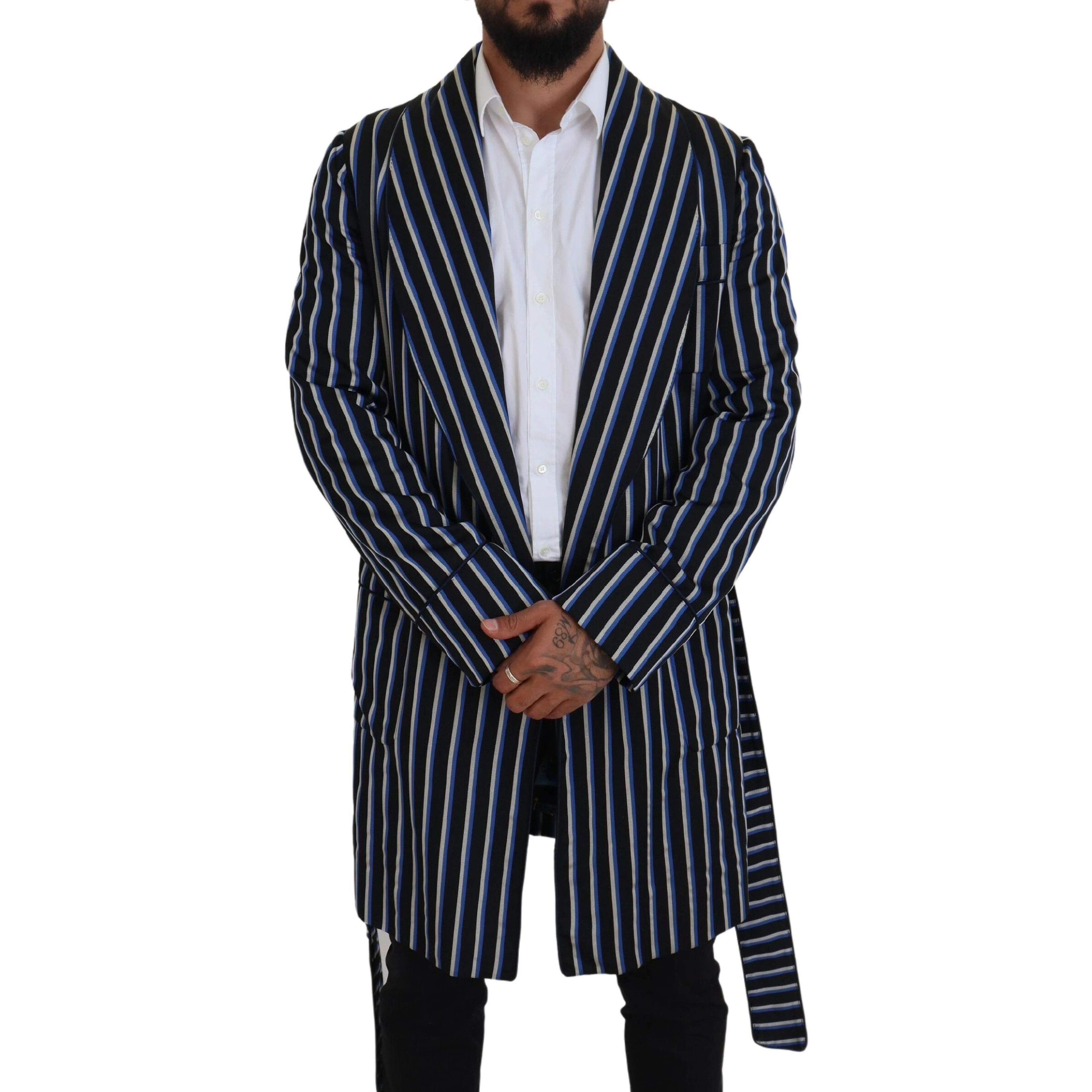 Black Blue Martini Printed Lining Robe