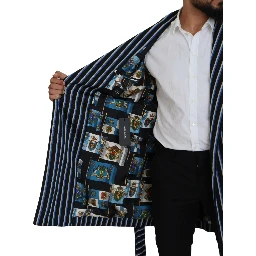 Black Blue Martini Printed Lining Robe